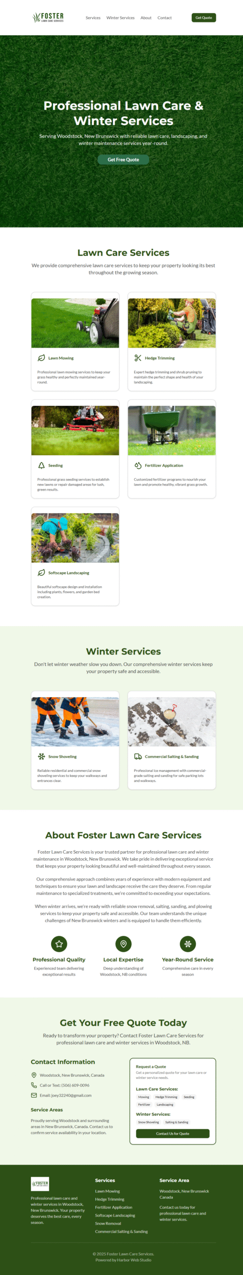 Foster Lawncare Website Full Screenshot
