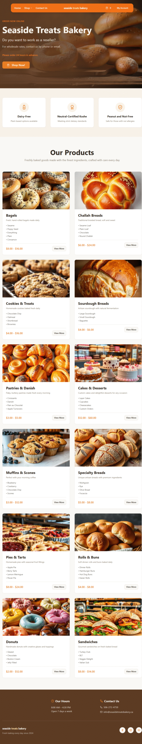 Seaside Treats Bakery Website Full Screenshot